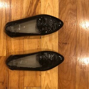 ARA black parent leather penny loafers .